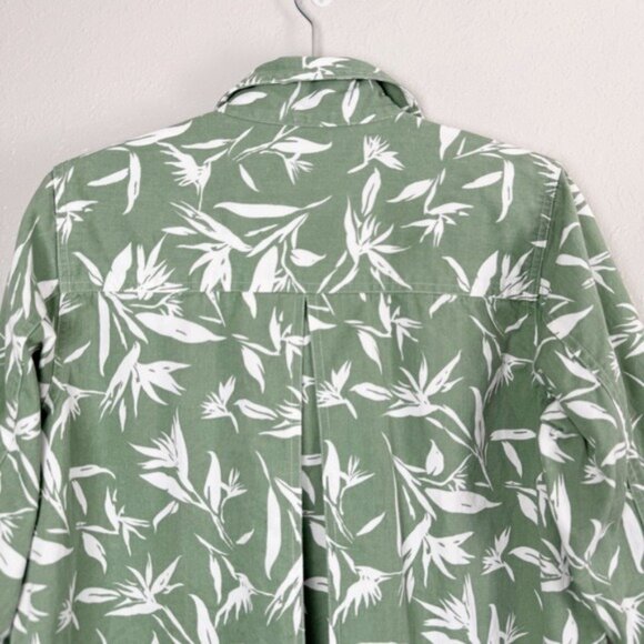 Orvis Green Leaf bamboo Print button denim jacket 12 - Picture 7 of 11